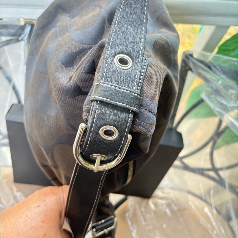 Coach Signature C Monogram Jacquard Black Hobo Bag - Picture 4 of 11